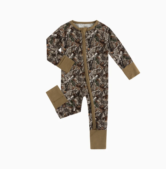 Retro Leaves Bamboo Zipper