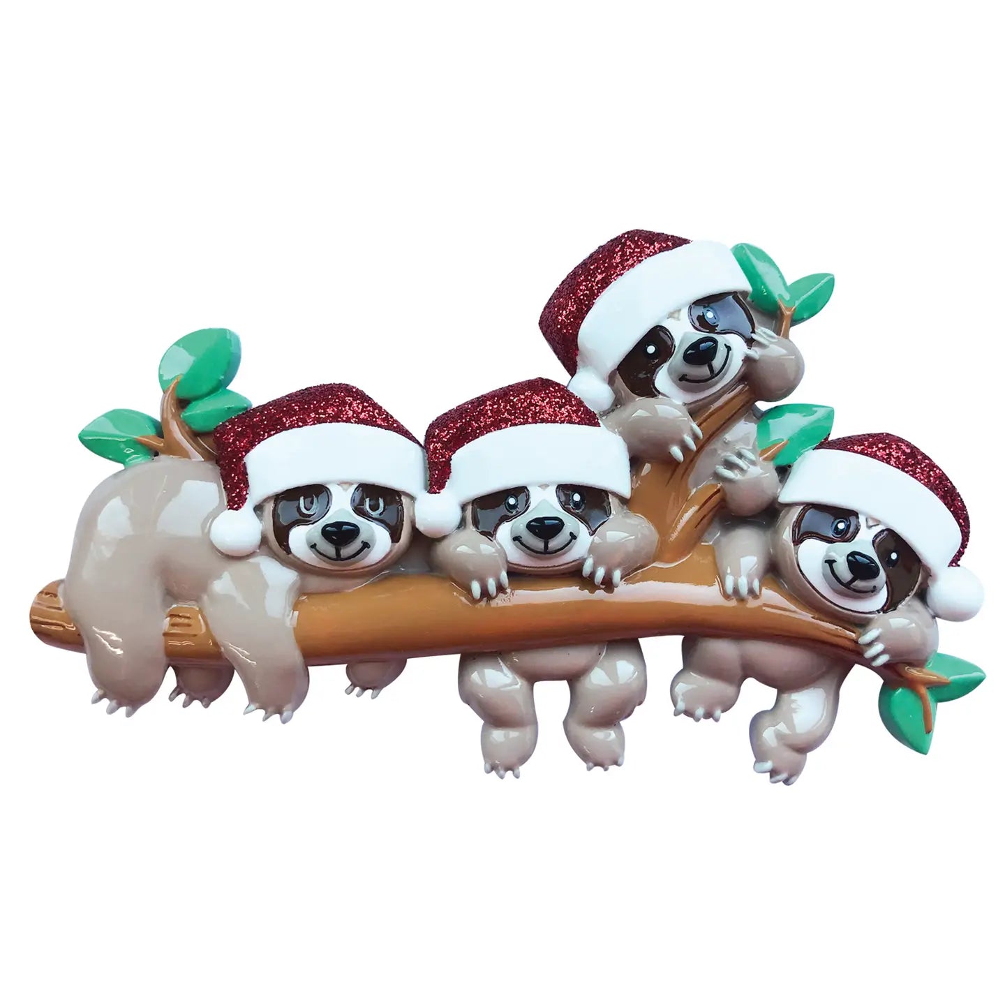 Sloth Family on Tree Branch Ornaments