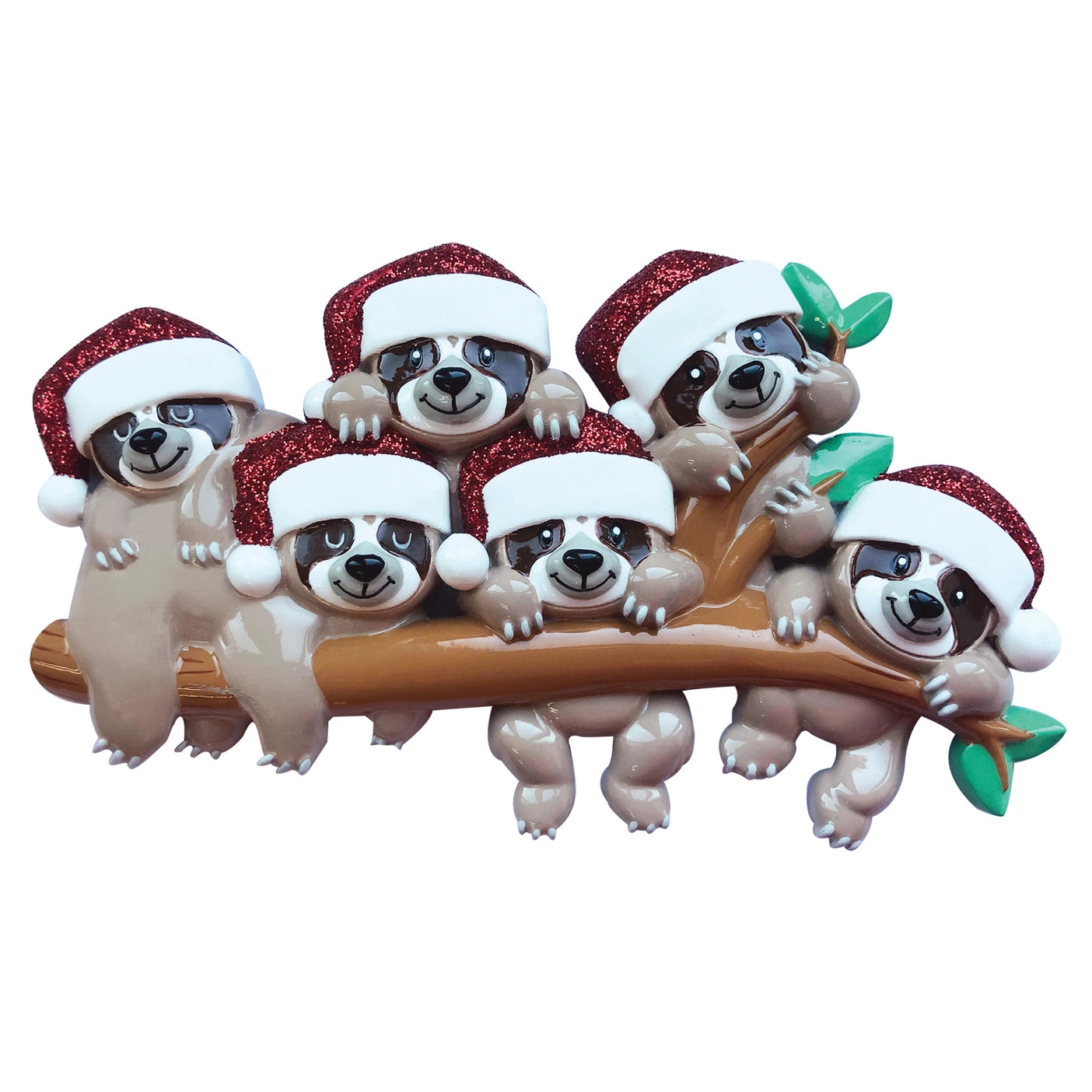 Sloth Family on Tree Branch Ornaments