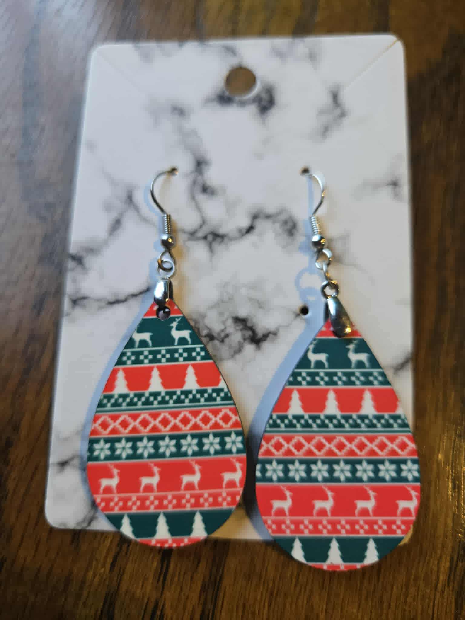 Christmas Designs Tear Drop Earrings