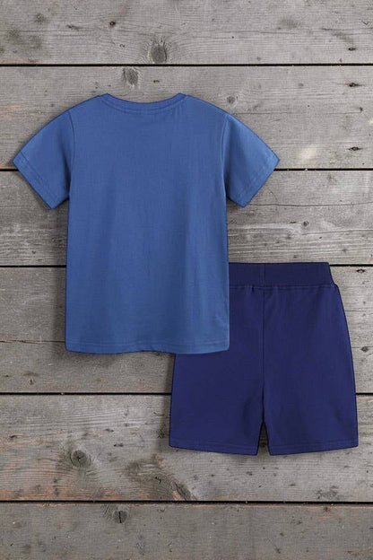 Construction truck top & embroidery shorts boy set
