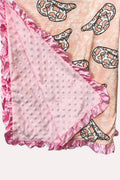 Leopard & Hat print w/pink minky baby blanket