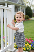 White onesie & suspender shorts & bow tie boy's set 2601012M