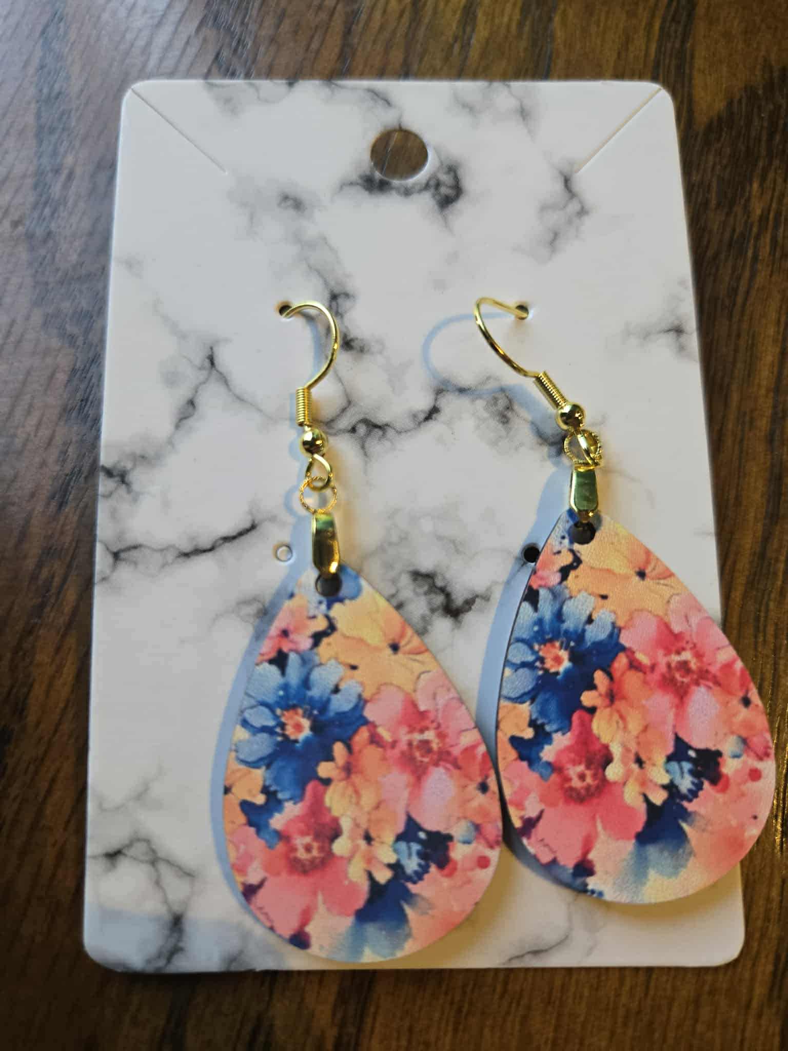 Flower Theme Tear Drop Earrings