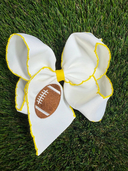 Football Embroidered Moonstitch Hair Bow | Clip or Headband