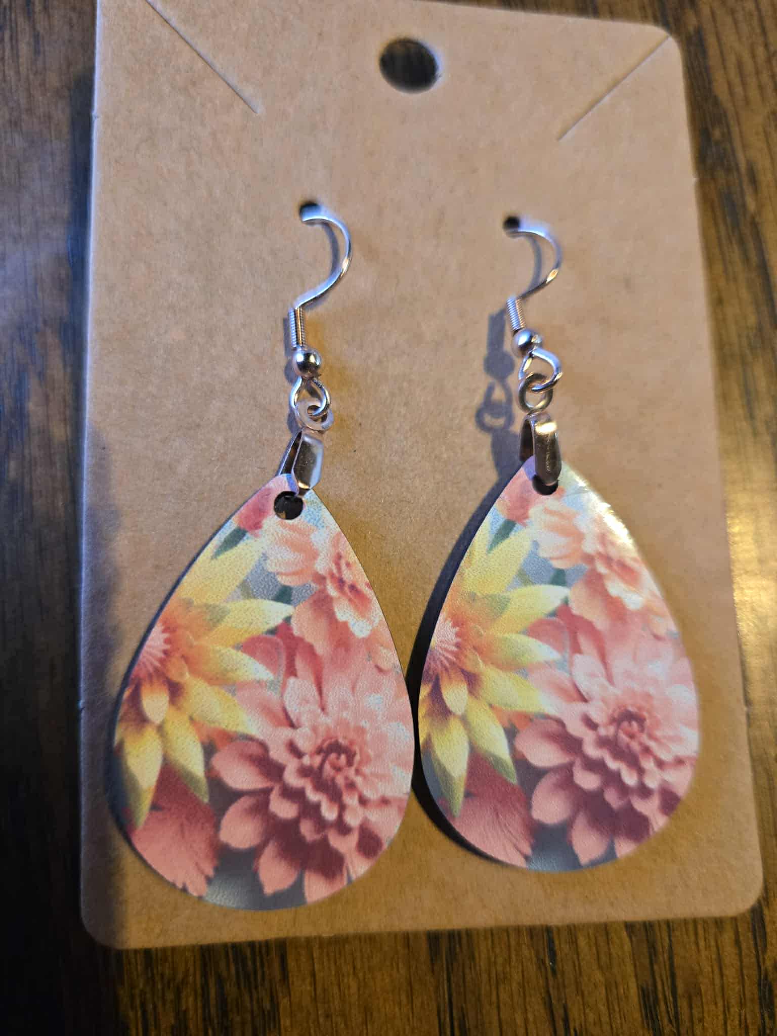 Flower Theme Tear Drop Earrings