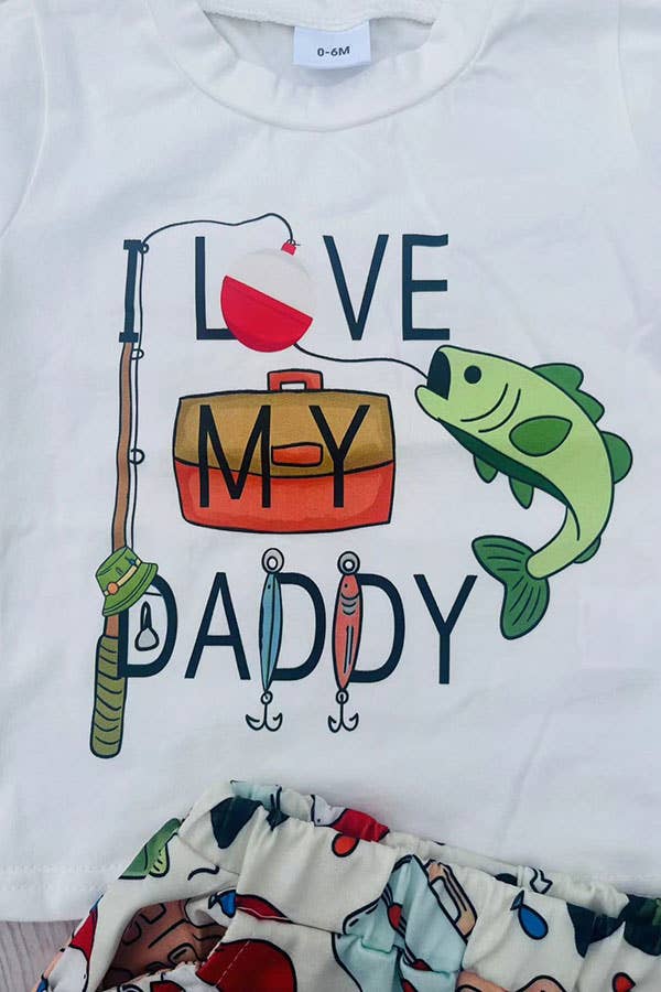 Chic fishing white top & shorts boy's boutique set 2601066M