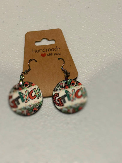 Grinch Tear Drop Earrings