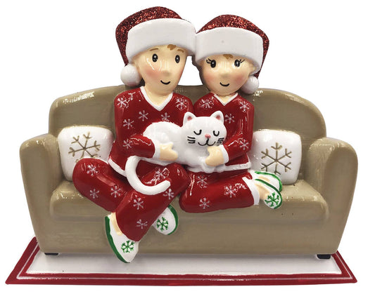 Family with Cat Personalized Ornament