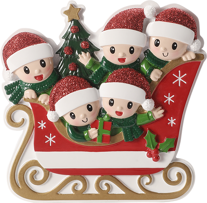 Family in Winter Sleigh Personalized Ornament