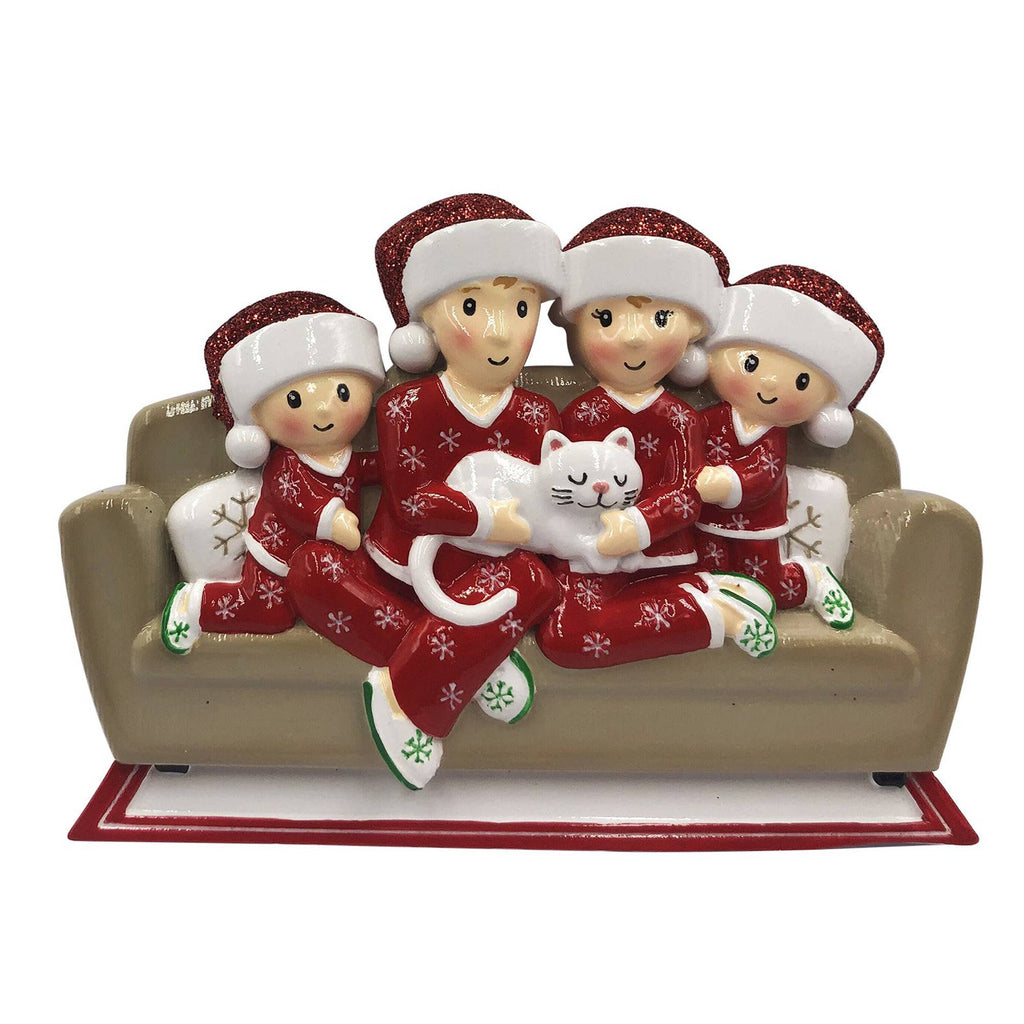 Family with Cat Personalized Ornament