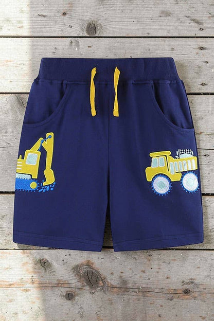 Construction truck top & embroidery shorts boy set