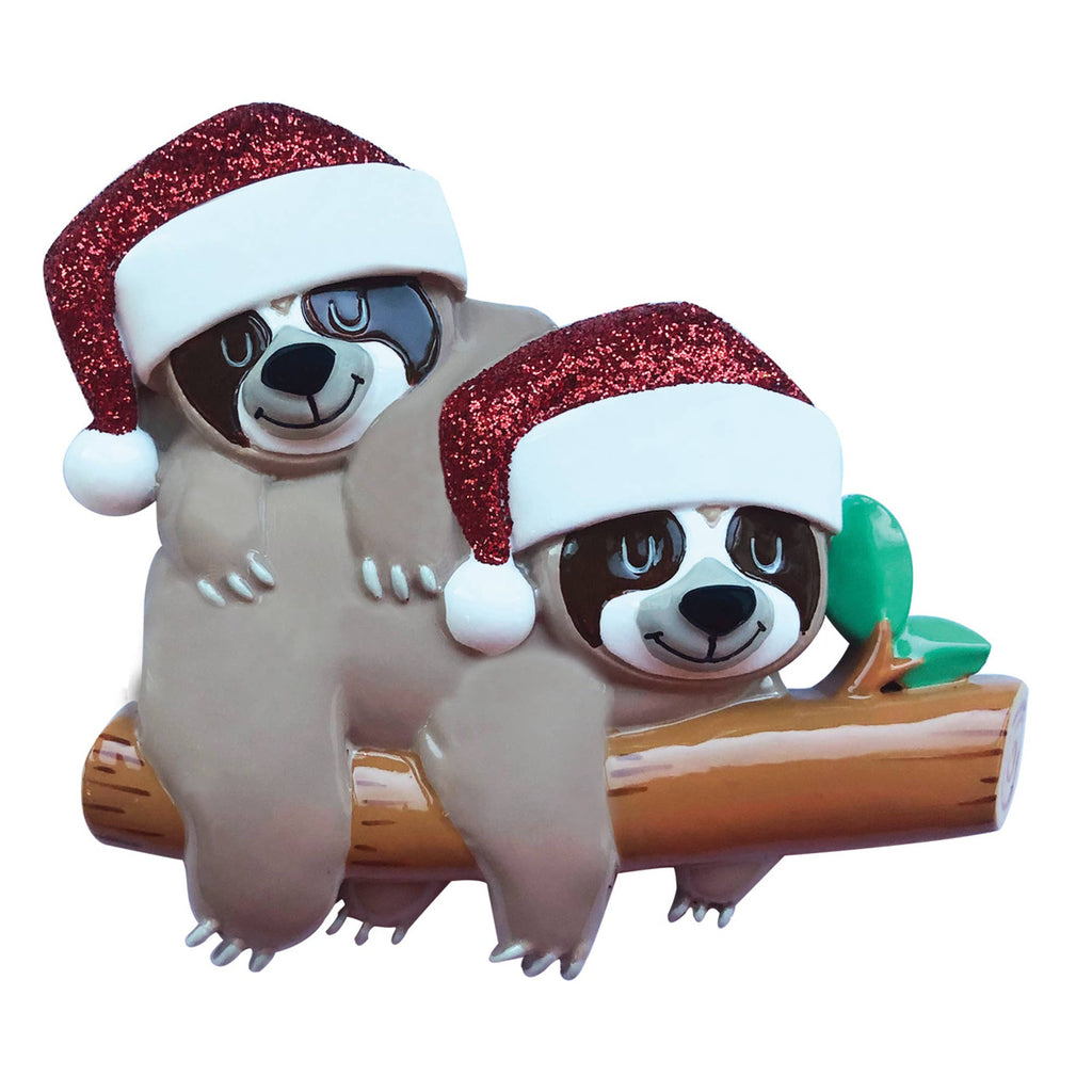 Sloth Family on Tree Branch Personalized Ornament