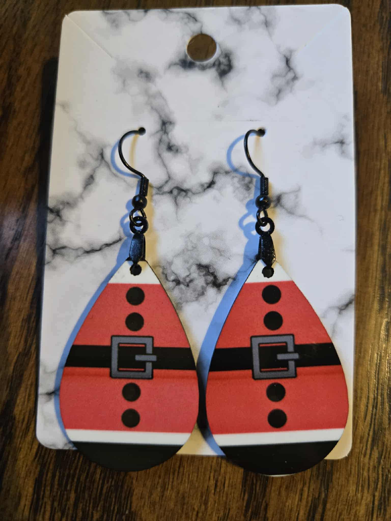 Santa Clause Tear Drop Earrings