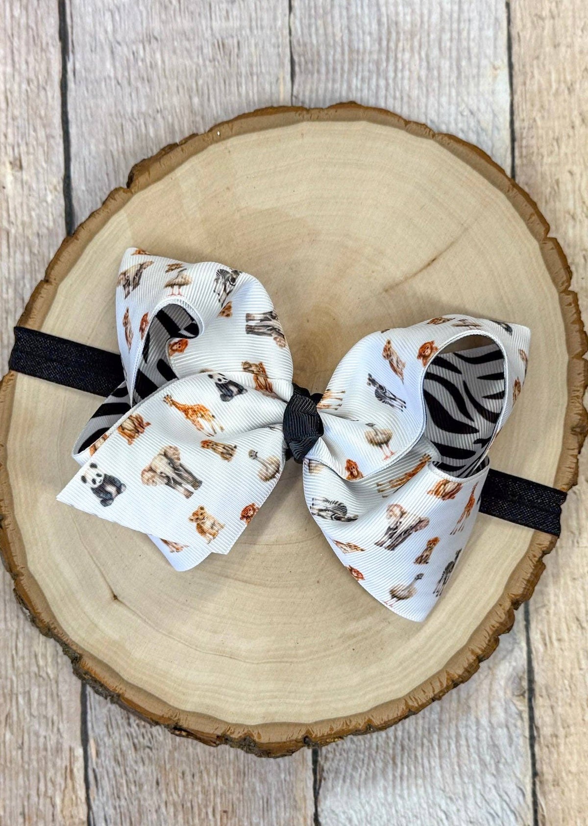 Safari Zoo Animals Classic Hair Bow | Clip or Headband