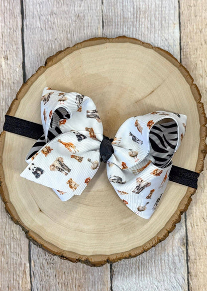 Safari Zoo Animals Classic Hair Bow | Clip or Headband