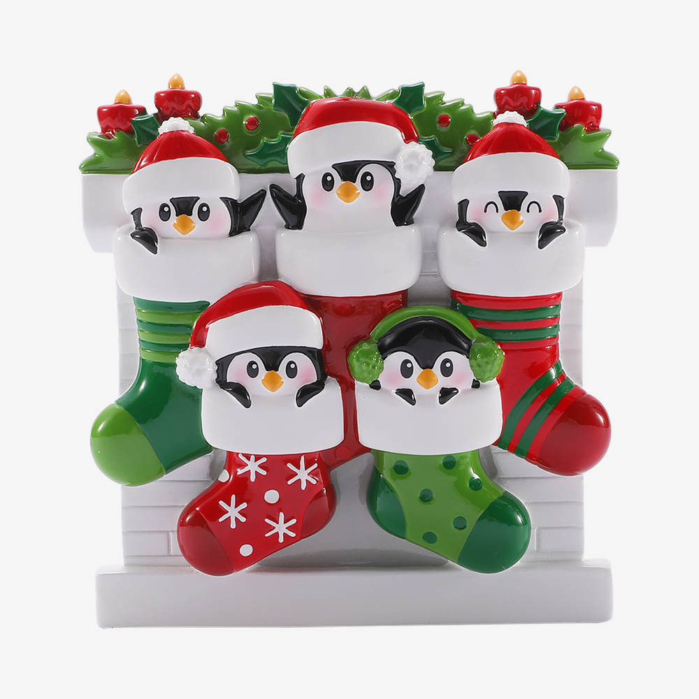 Penguin Family in Stockings Ornament