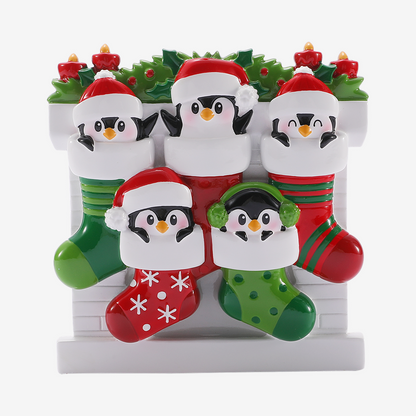 Penguin Family in Stockings Ornament