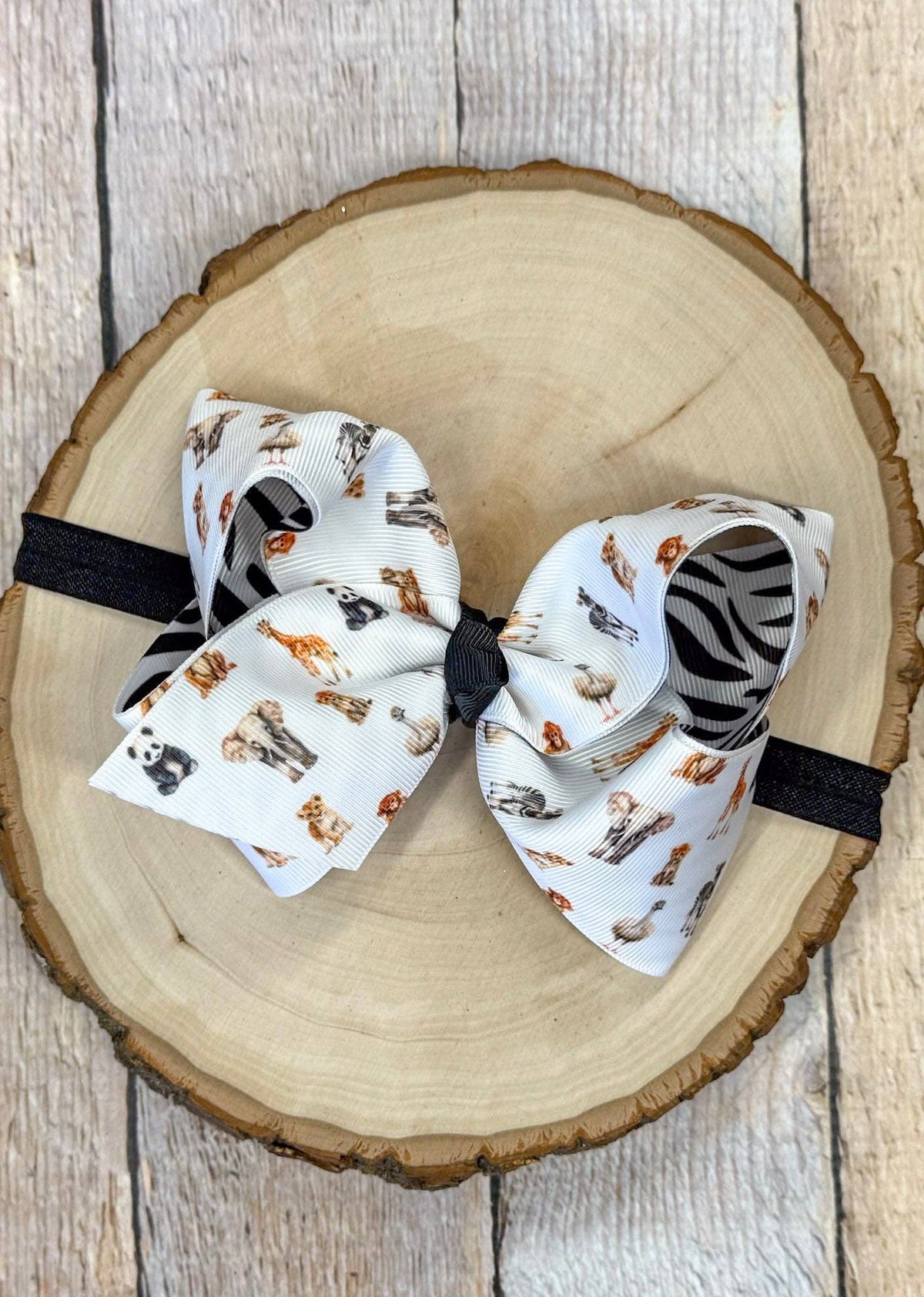 Safari Zoo Animals Classic Hair Bow | Clip or Headband