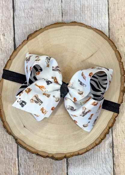 Safari Zoo Animals Classic Hair Bow | Clip or Headband