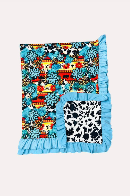 Buffalos & cow print reversible baby blanket
