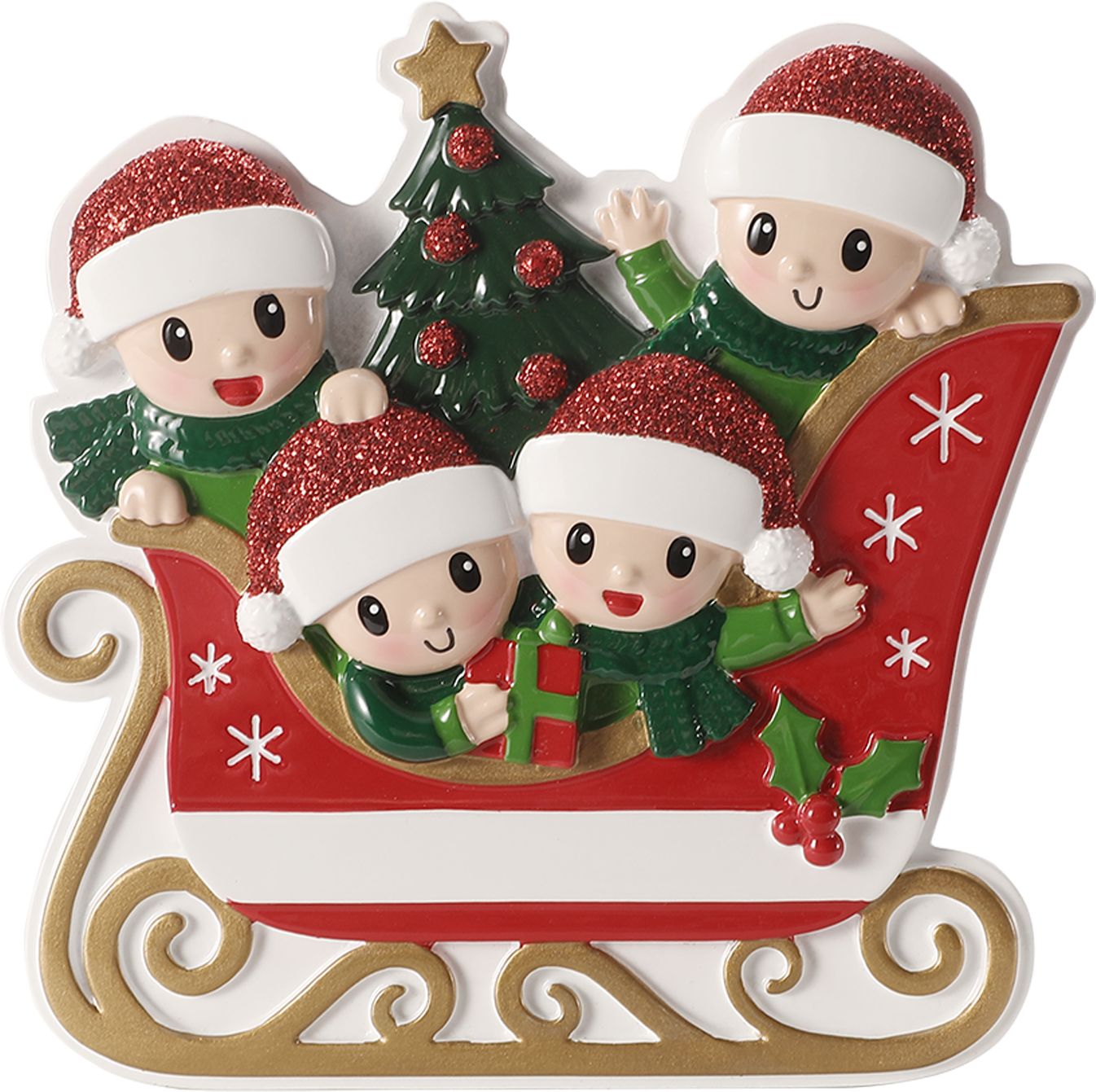Family in Winter Sleigh Personalized Ornament