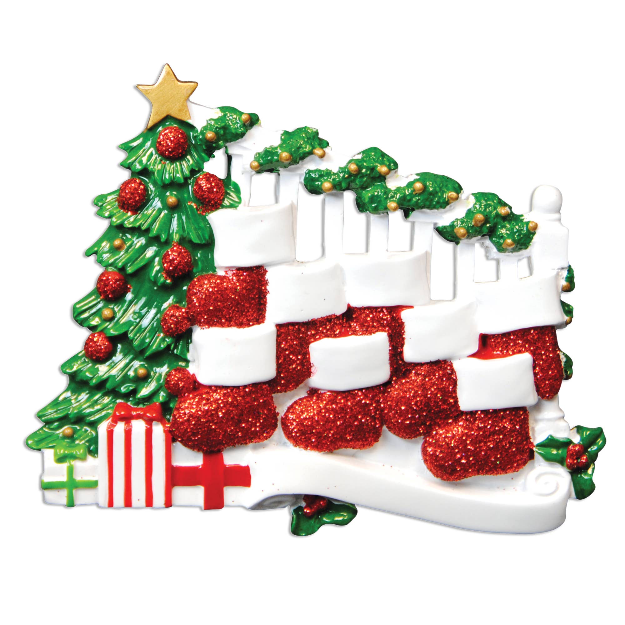 Bannister with Stockings Family Series Table Topper