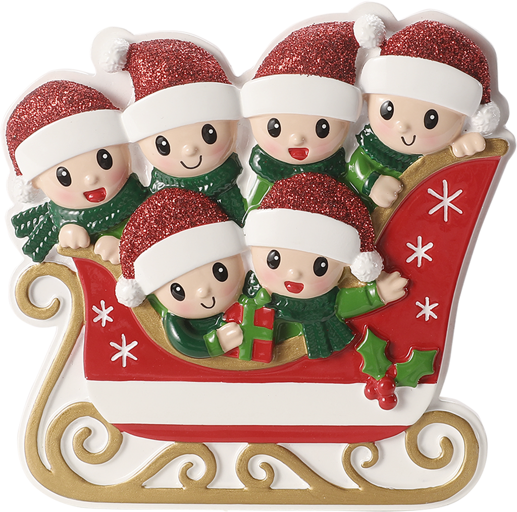 Family in Winter Sleigh Personalized Ornament
