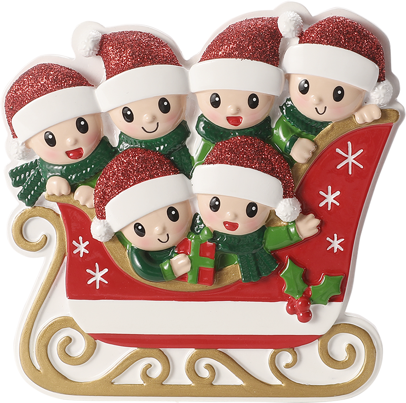 Family in Winter Sleigh Personalized Ornament