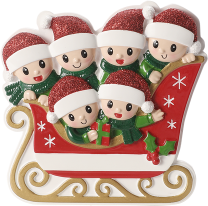 Family in Winter Sleigh Personalized Ornament