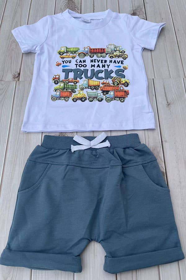 Western TRUCKS top blue shorts boy's boutique set