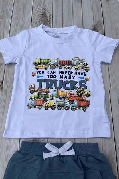 Western TRUCKS top blue shorts boy's boutique set