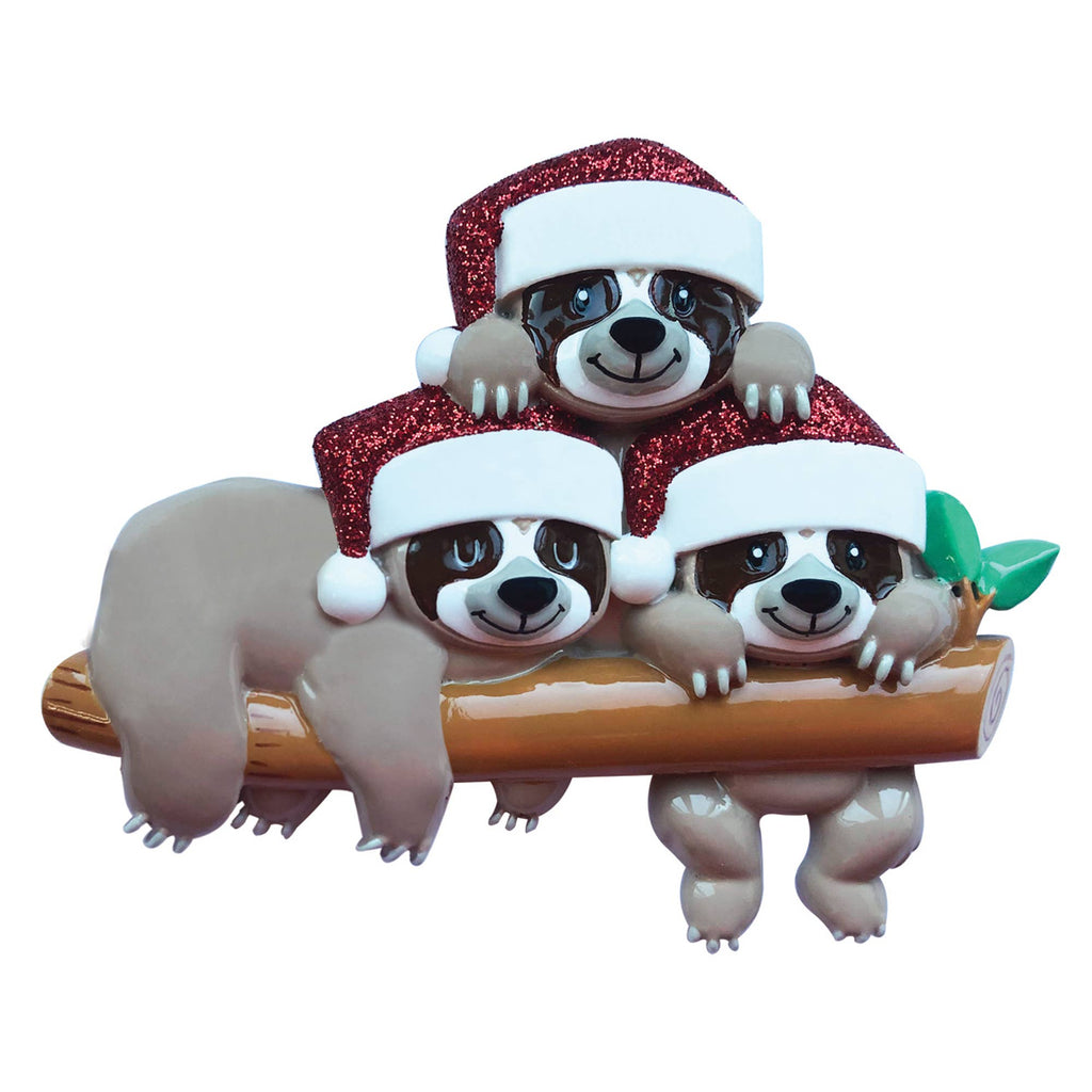 Sloth Family on Tree Branch Personalized Ornament