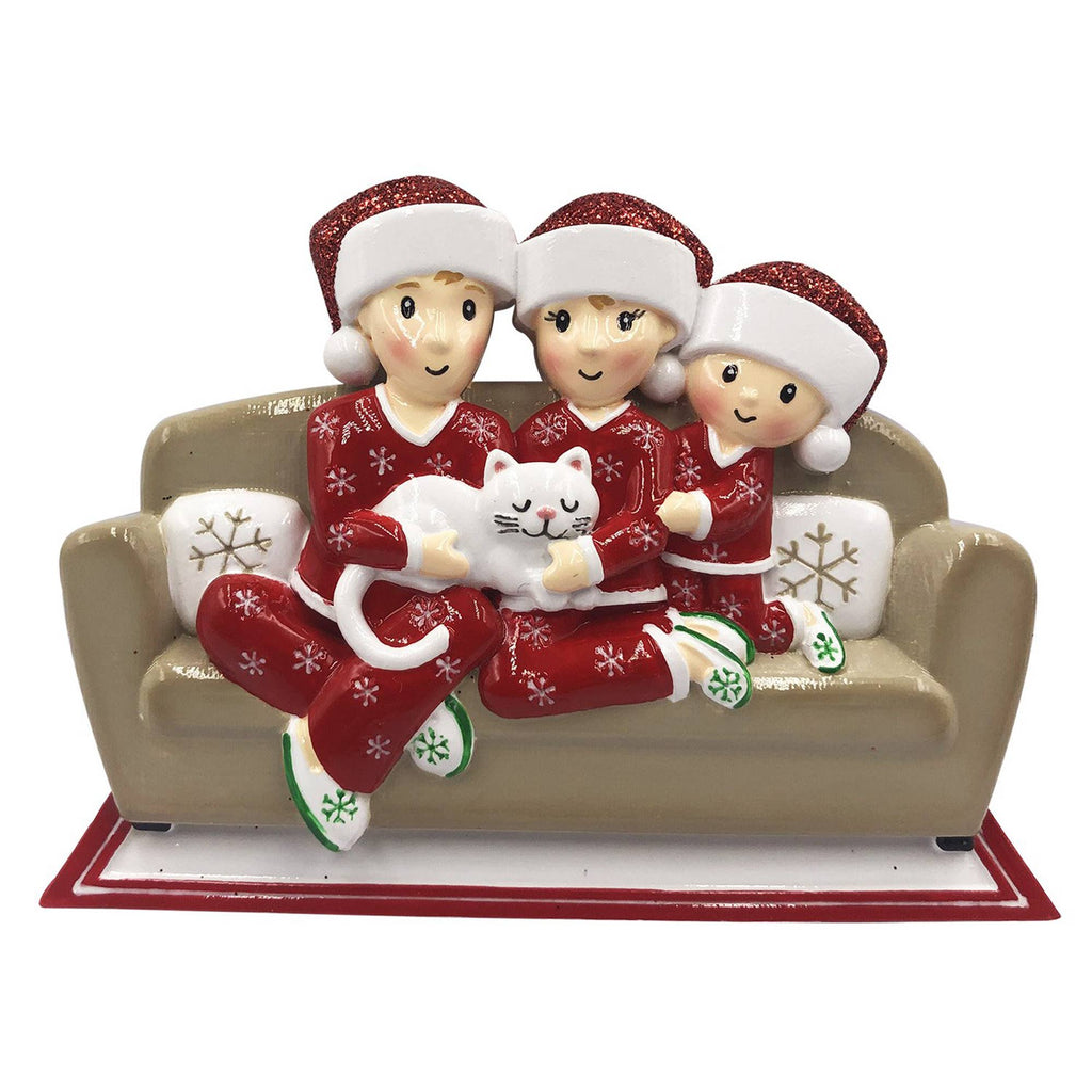 Family with Cat Personalized Ornament