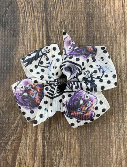 Spooky Skeleton Stripe Bow