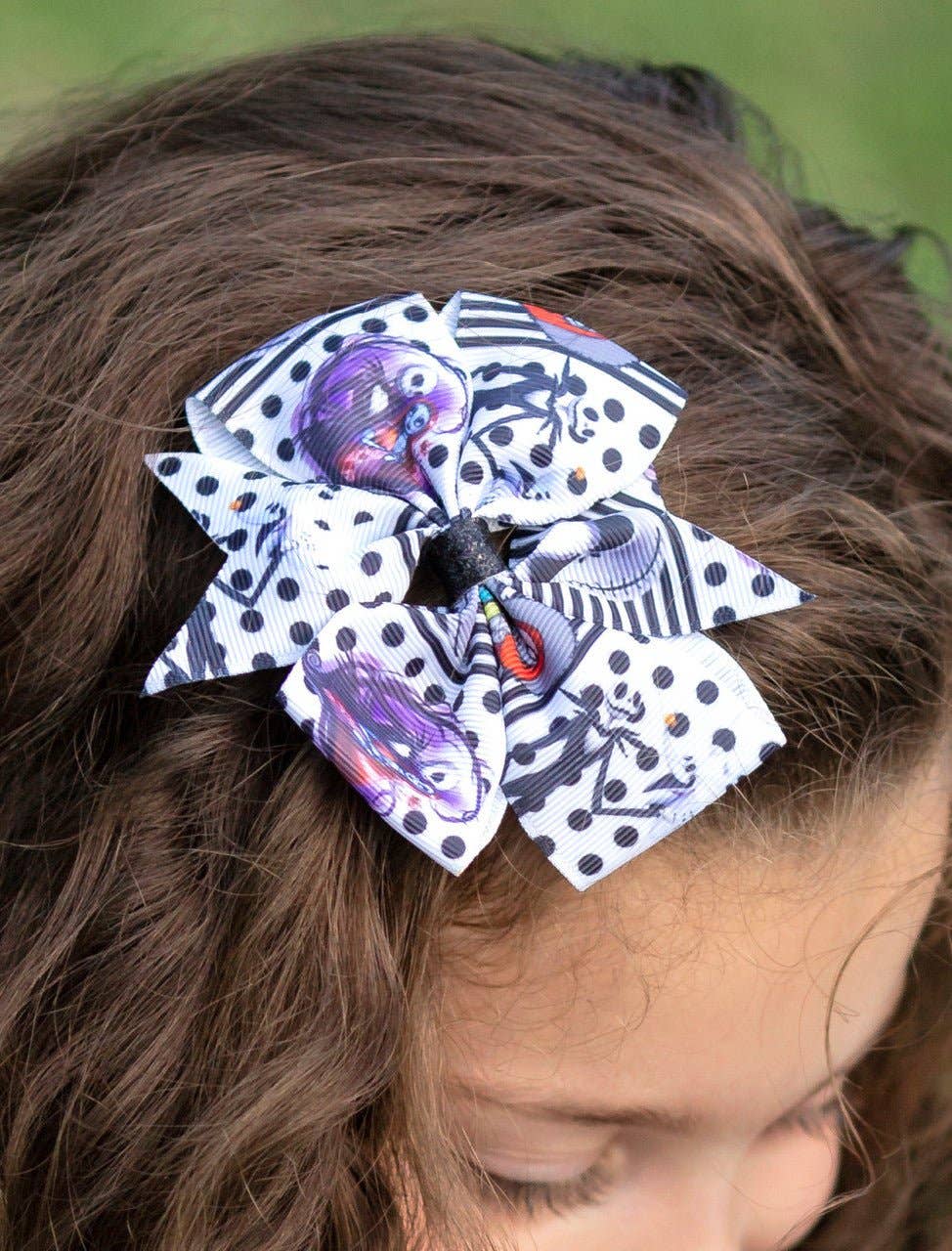 Spooky Skeleton Stripe Bow