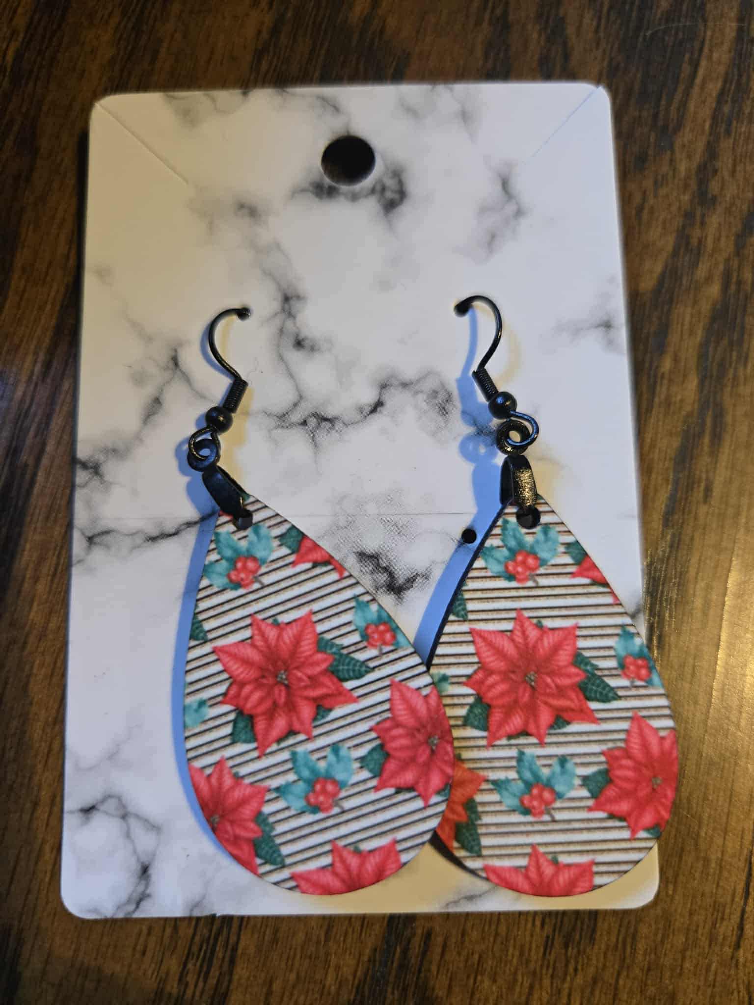 Flower Theme Tear Drop Earrings