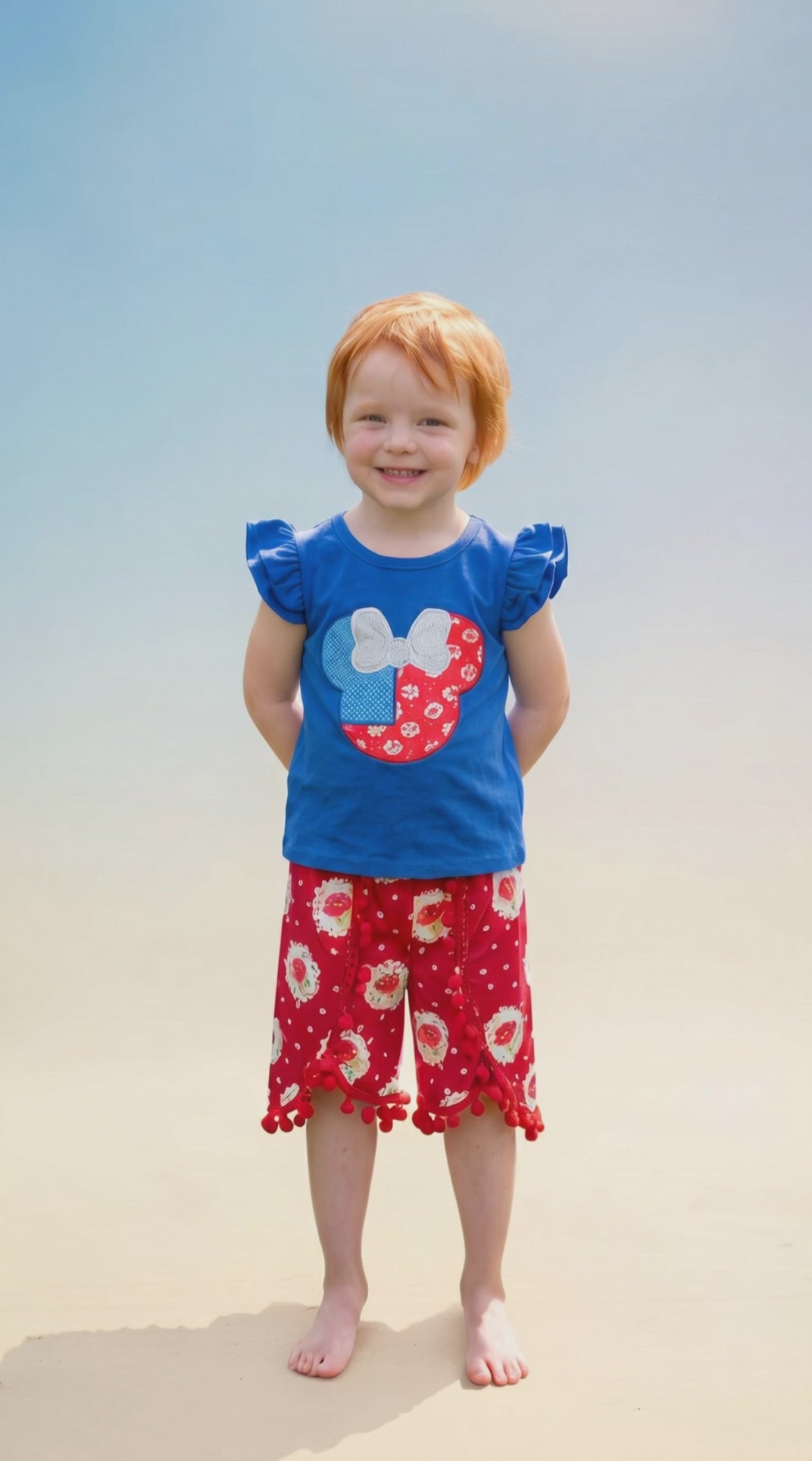 Female Mouse Flag Embordered w/rose pants