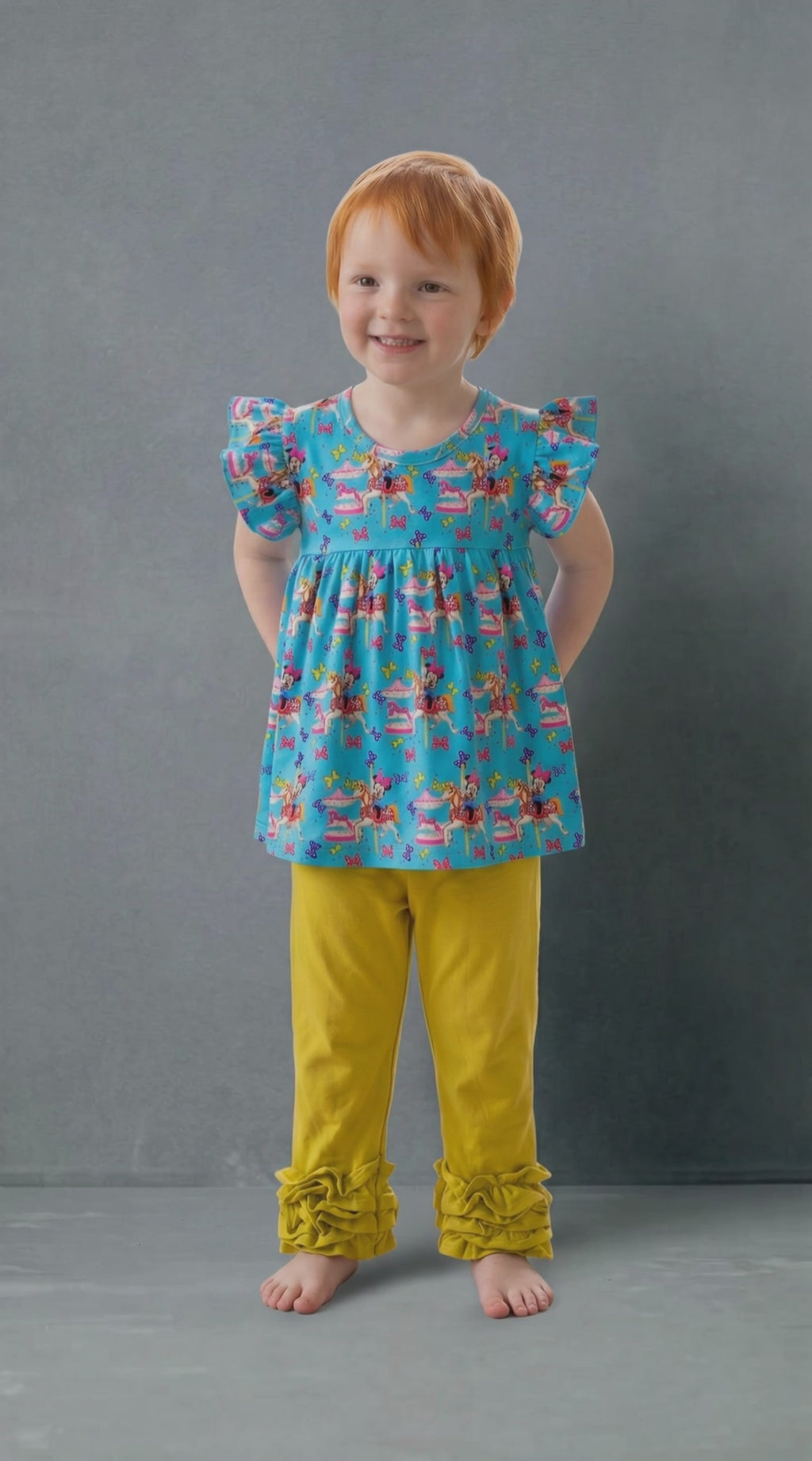 Female Mouse Carousal Ruffle Capri Outfit